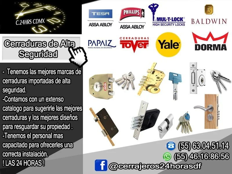 cerrajeros 24 horas cdmx Venta e instalación de Cerraduras de Alta Seguridad
